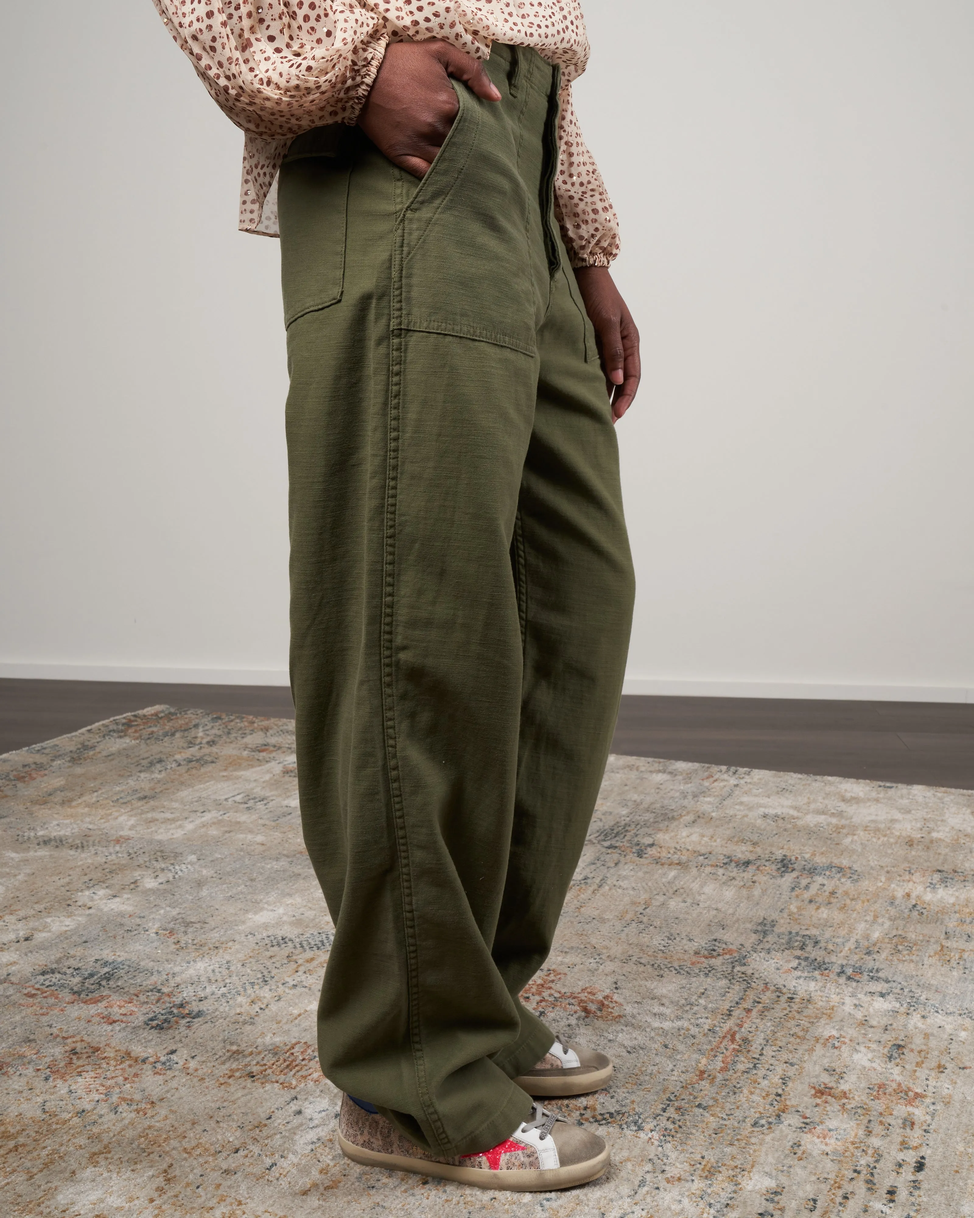 wide leg utility pant - olive