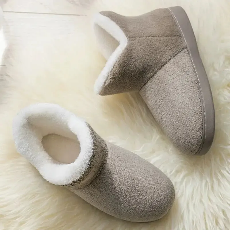 Women Winter Slippers Warm Plush Slip-on Couples Home Floor Shoes Anti-slip Comfortable Flats Female Soft Faux Fur Boots