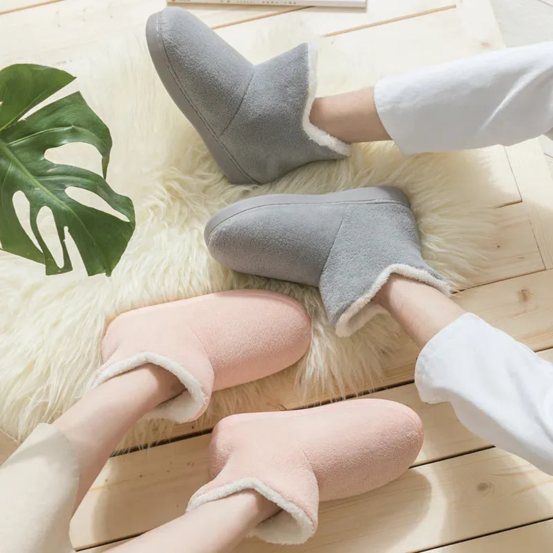 Women Winter Slippers Warm Plush Slip-on Couples Home Floor Shoes Anti-slip Comfortable Flats Female Soft Faux Fur Boots