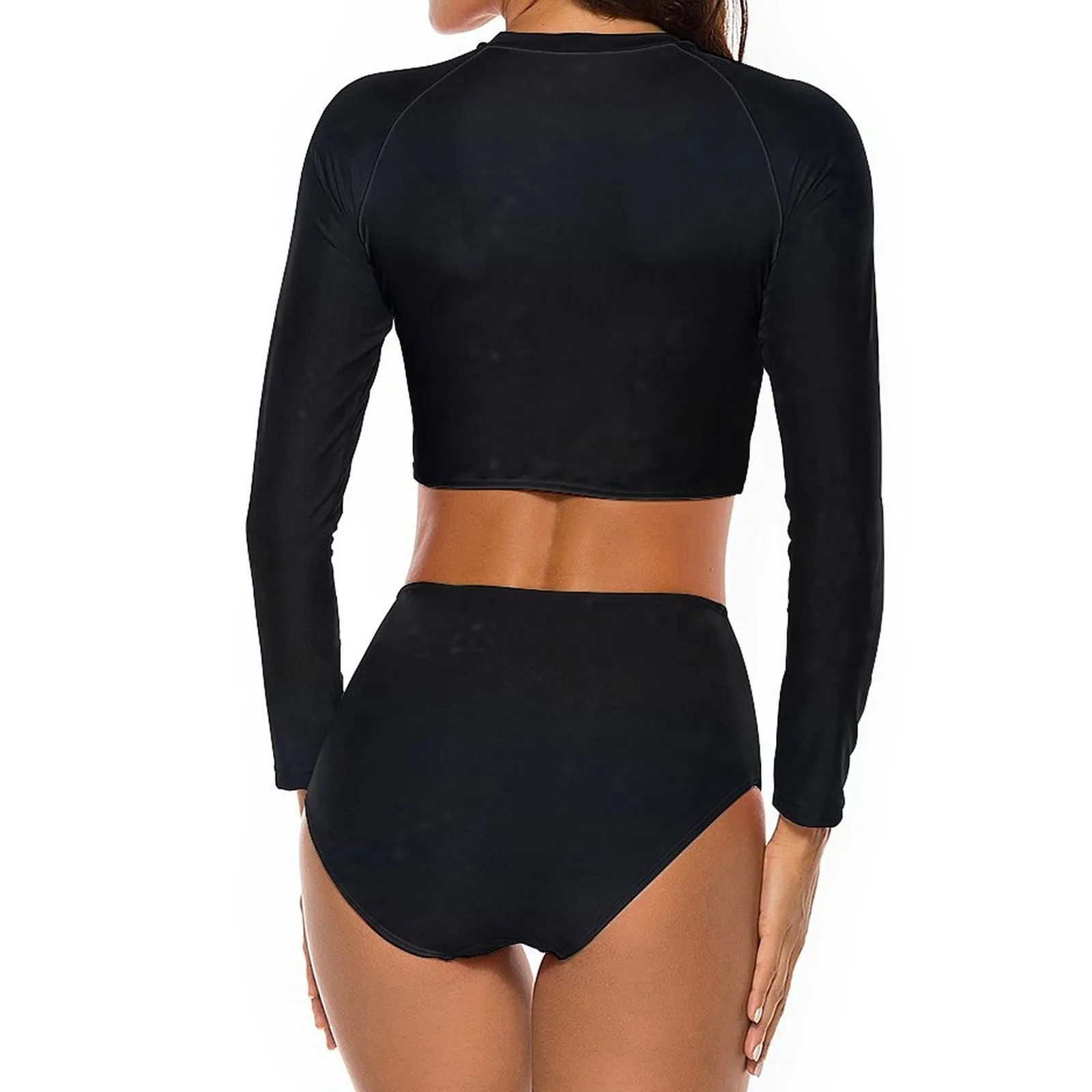 Womens Black 2 Piece Sun Protection Bikini Swimwear
