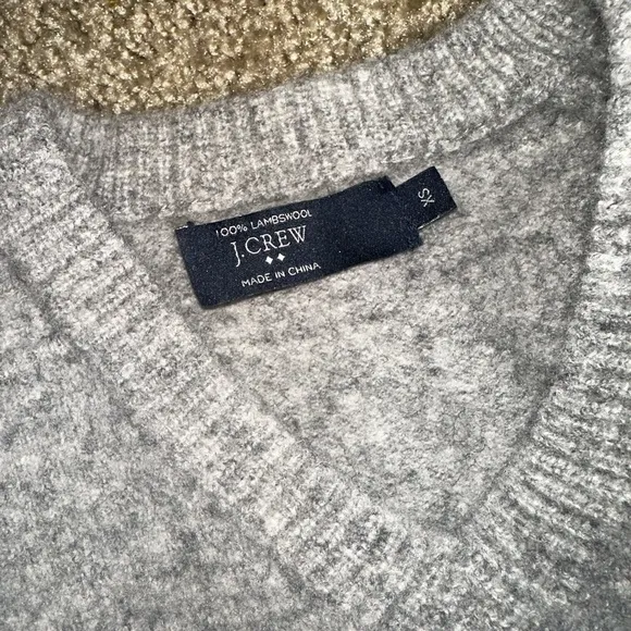 Women’s Grey J. Crew 100% Wool V-Neck Sweater - XS