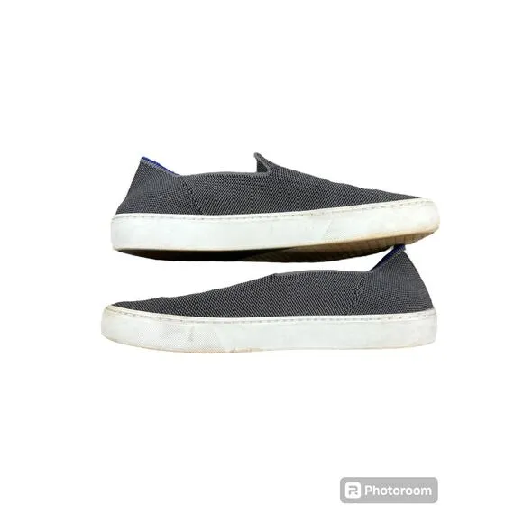 Women’s Rothy’s Grey White 'The Sneaker' Slip On Sneaker Woven Shoe Size 9.5