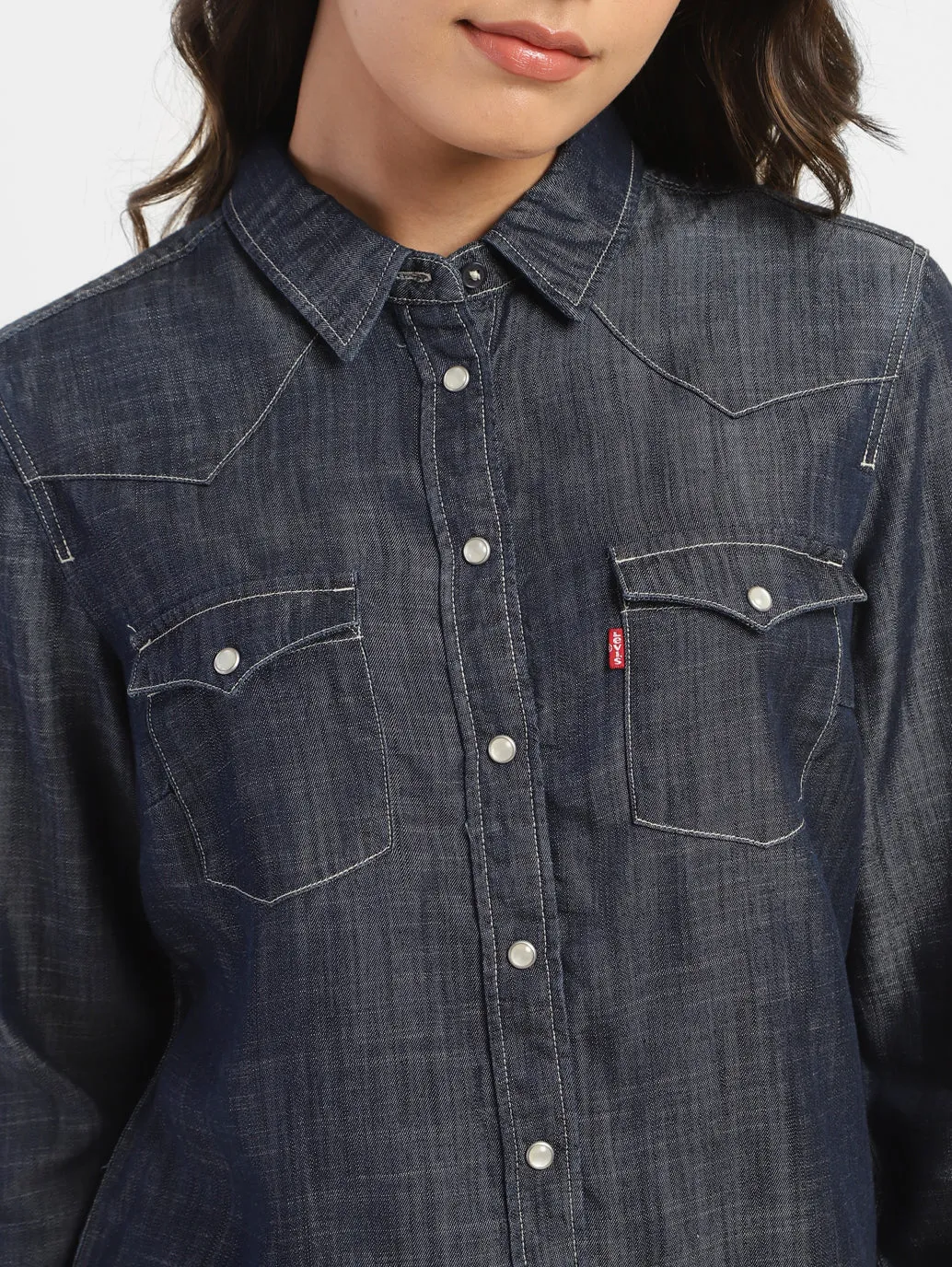 Women's Solid Shirt Collar Shirt
