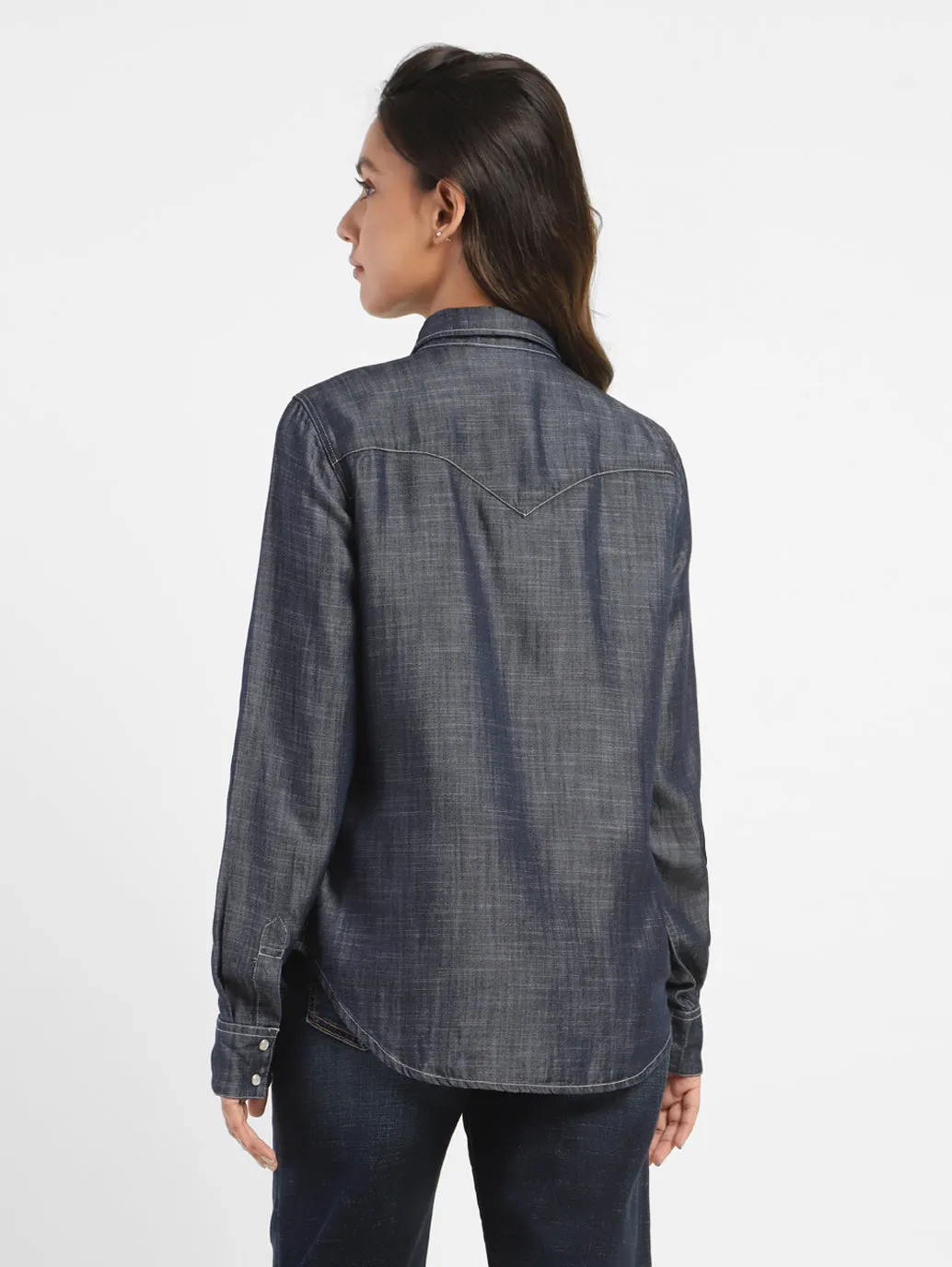 Women's Solid Shirt Collar Shirt