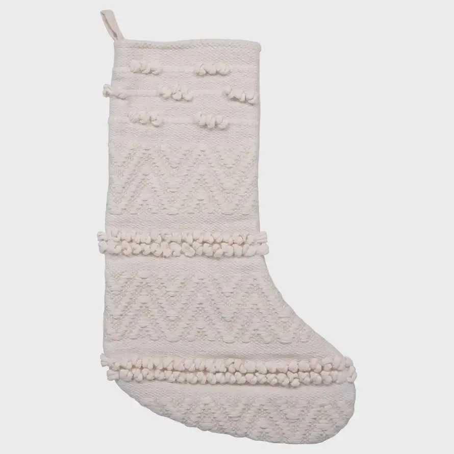 WOVEN COTTON BLEND CHRISTMAS STOCKING