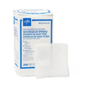 Woven Nonsterile Gauze Sponges, 8 Ply, 4" x 4" (pack of 200)