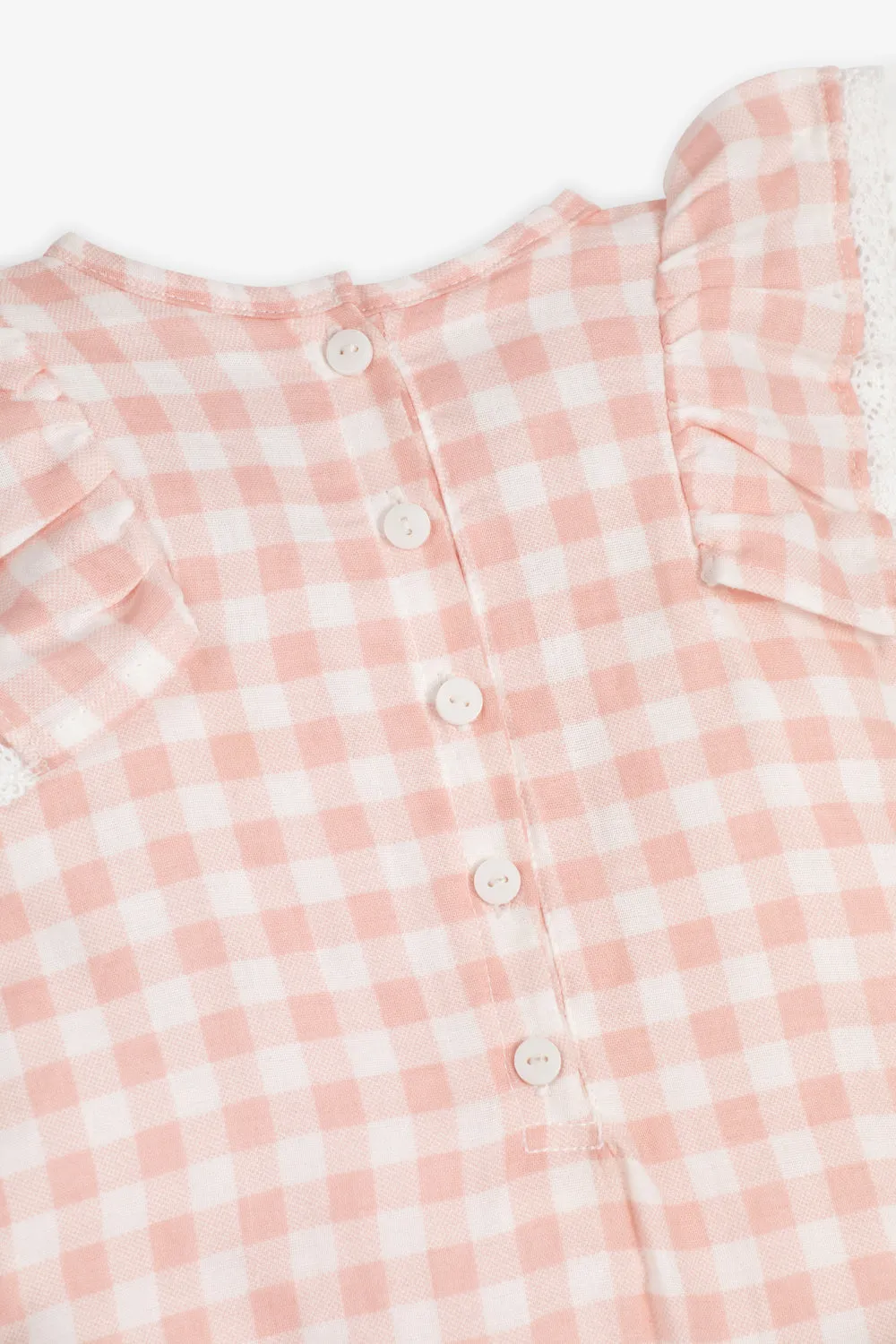 Woven playsuit - gingham pink