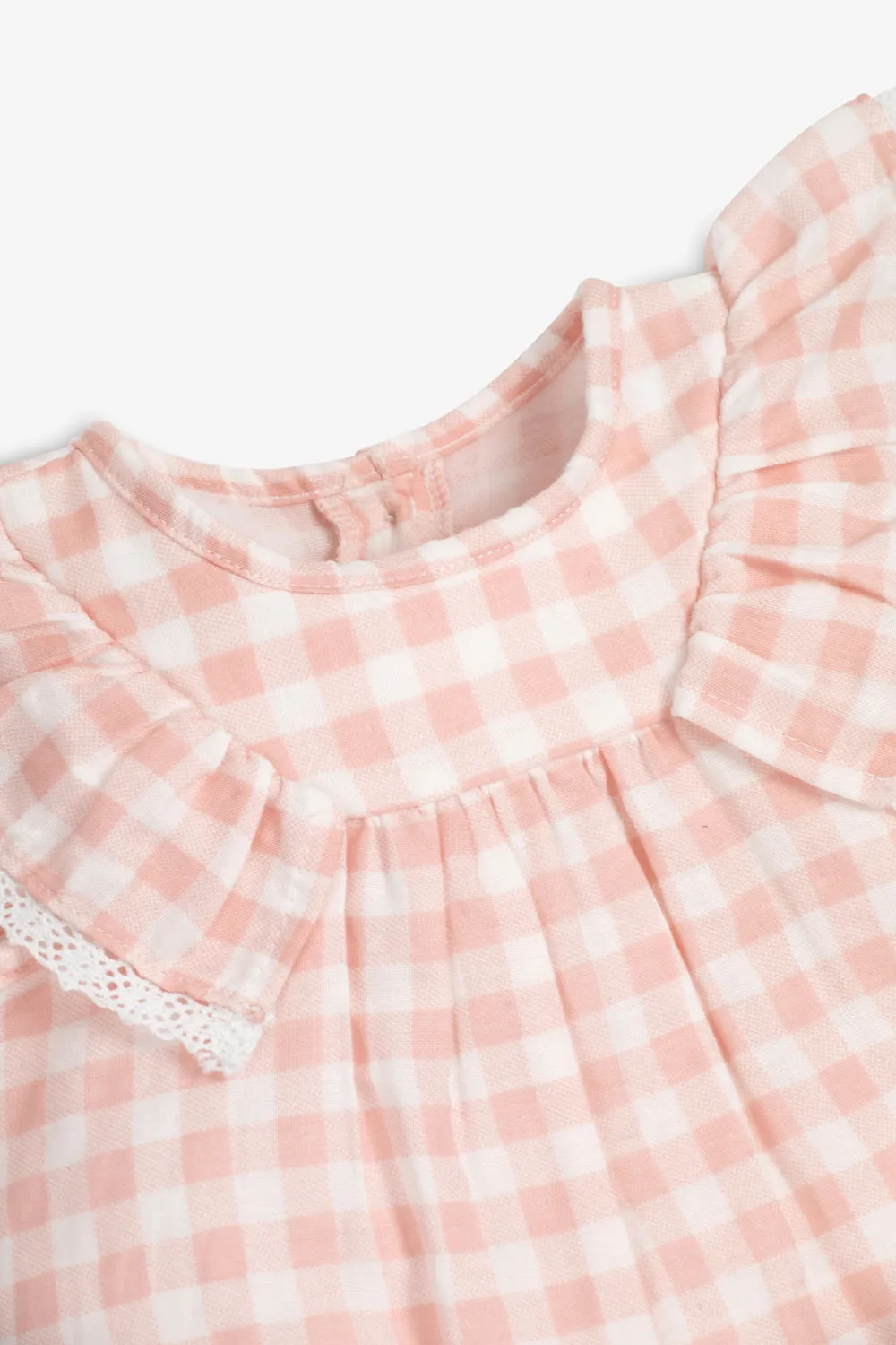 Woven playsuit - gingham pink