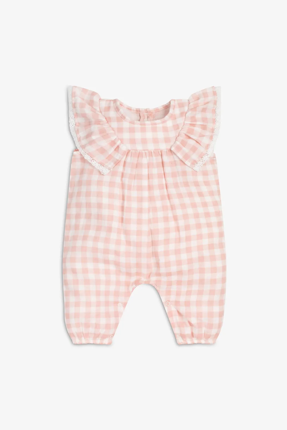 Woven playsuit - gingham pink