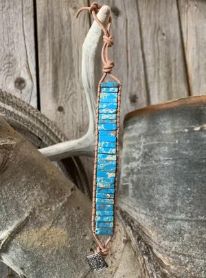 Woven Regalite Stacked Stone Bracelet - Turquoise