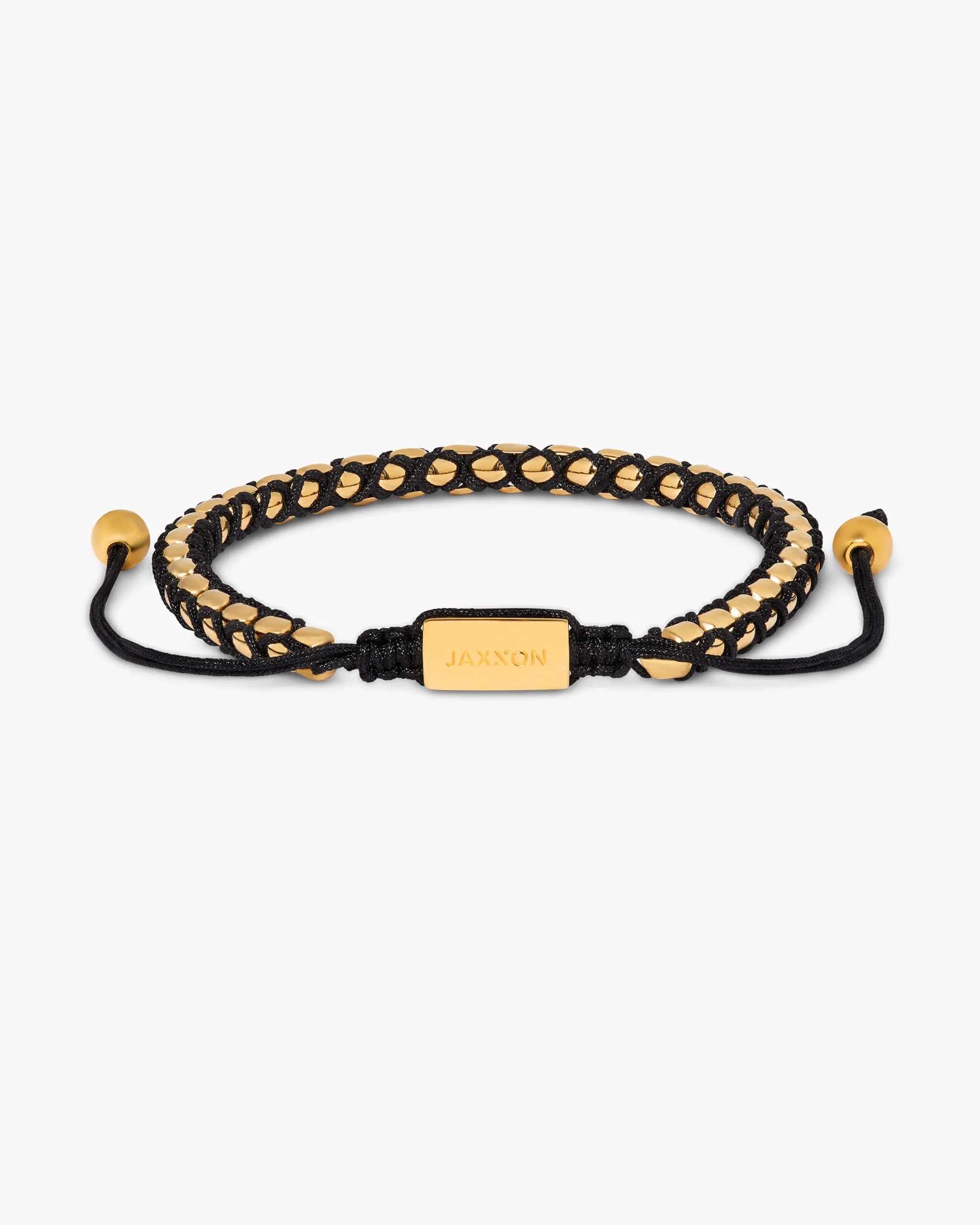 Woven Round Box Bracelet - Gold/Black