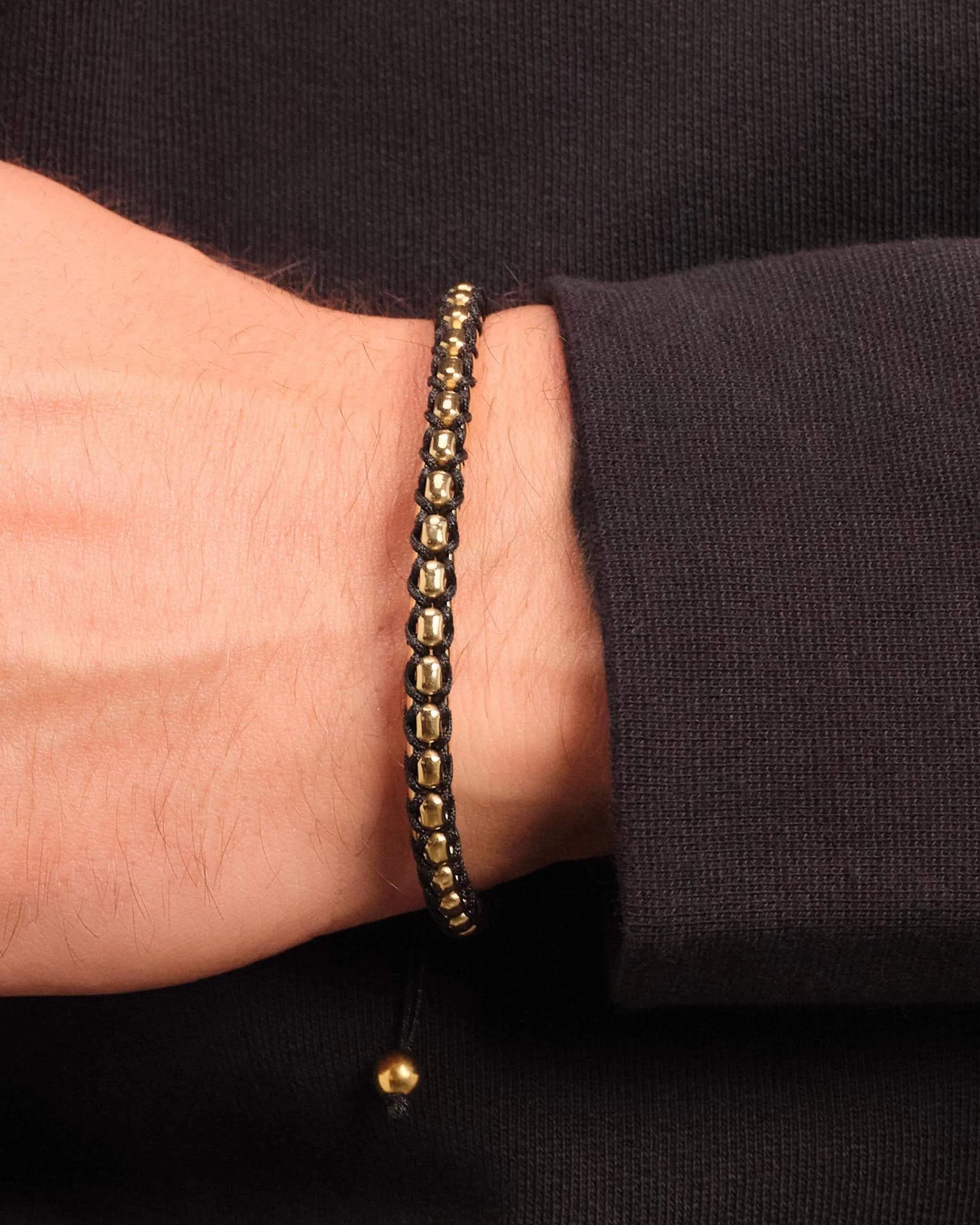 Woven Round Box Bracelet - Gold/Black