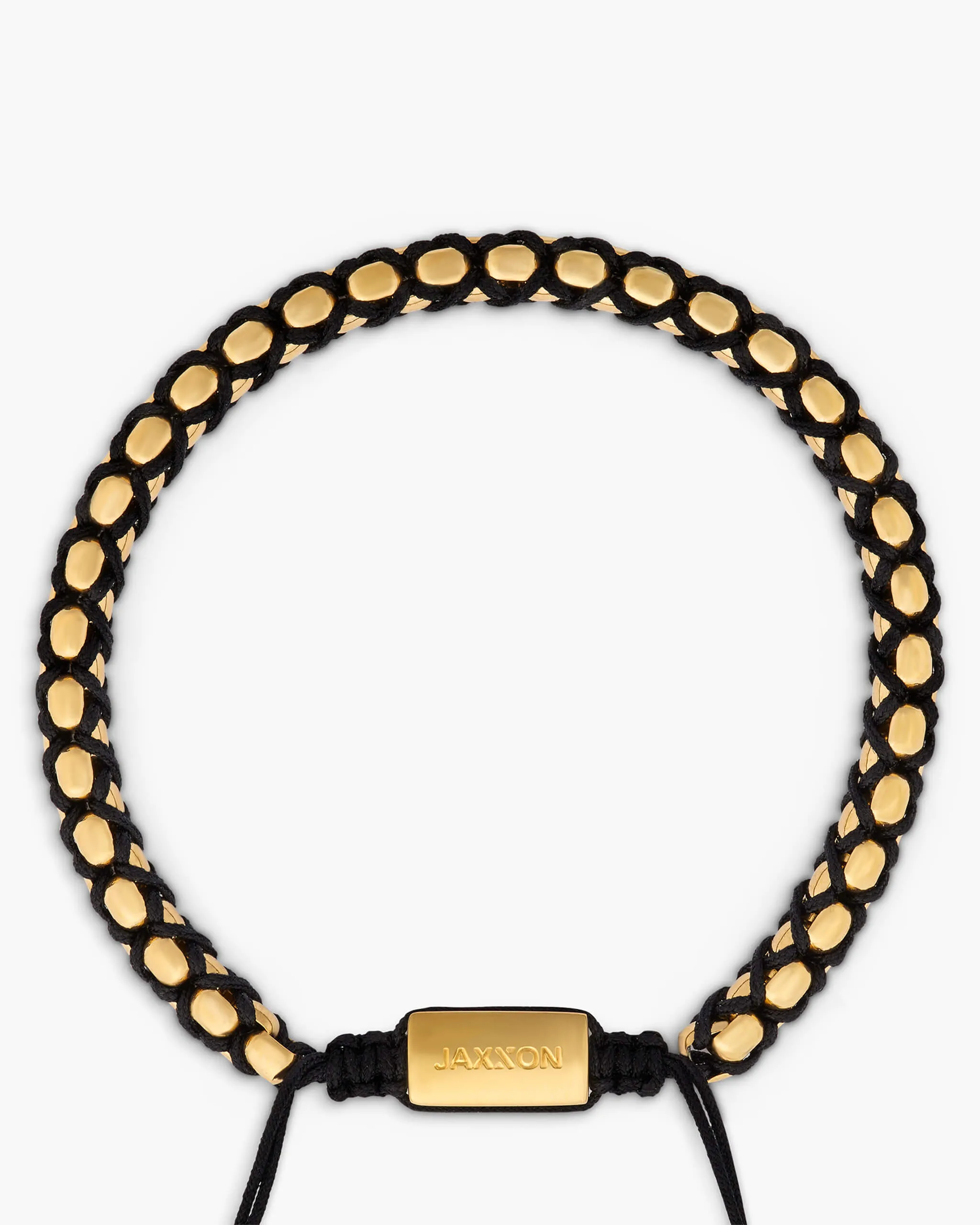 Woven Round Box Bracelet - Gold/Black