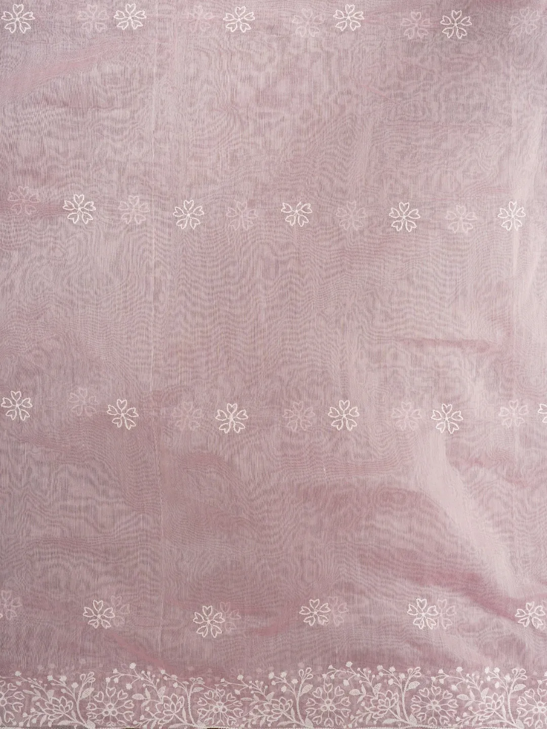 Zari Embroidered Organza Pink Dress Material with Dupatta