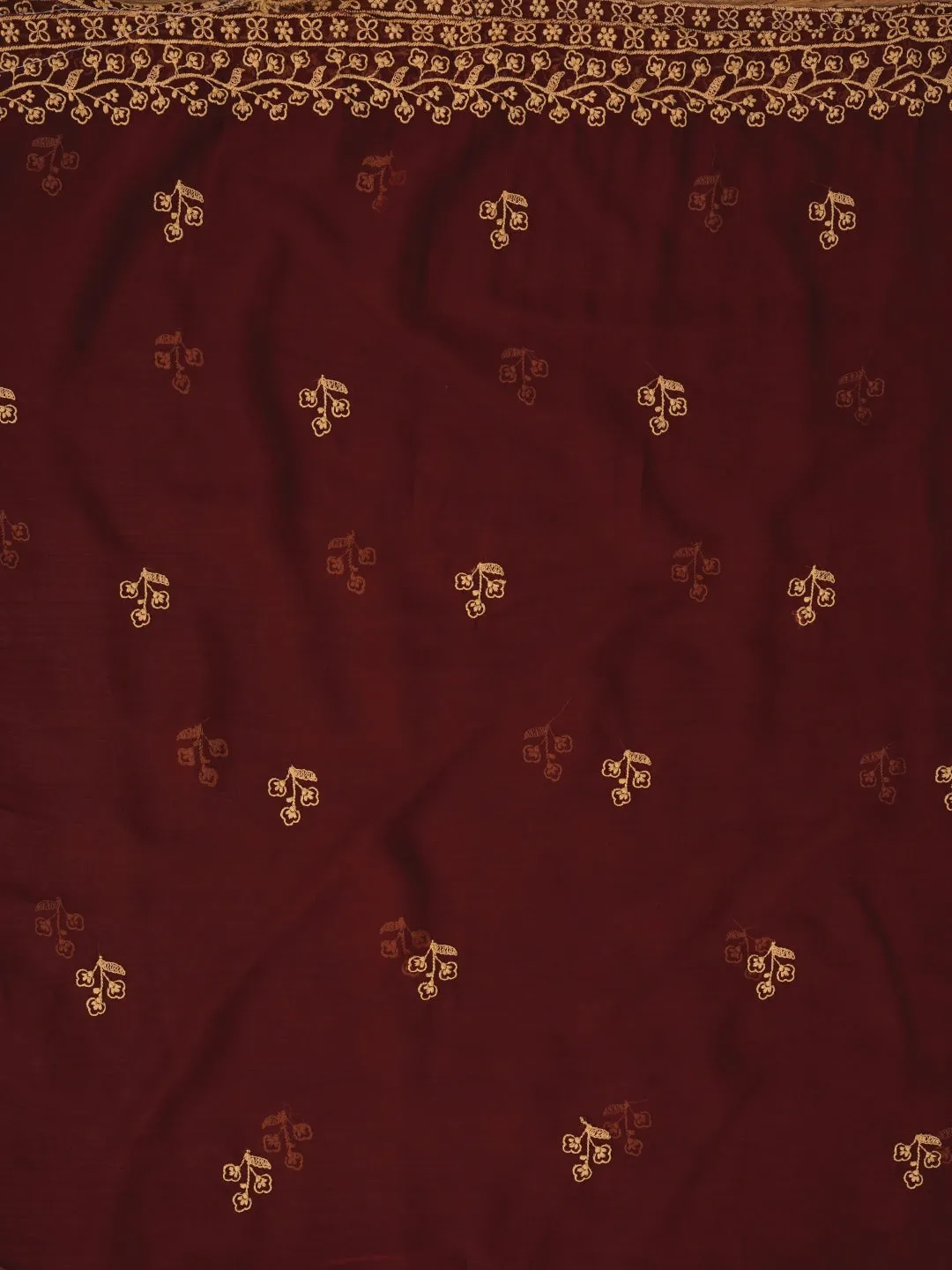 Zari Silk Georgette Maroon  Dress Material with Dupatta